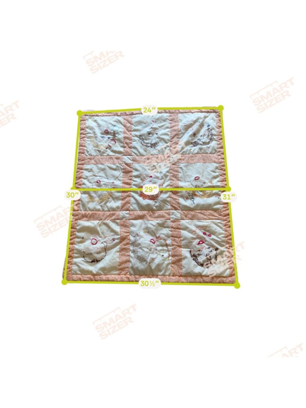 Vintage Handmade Baby Quilt Embroidered Baby Faces Orange Floral Border Unique - Picture 15 of 15